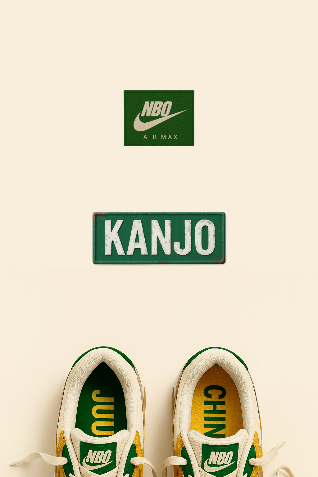 Poster variation highlighting Nike NBO typography with bold diagonal framing